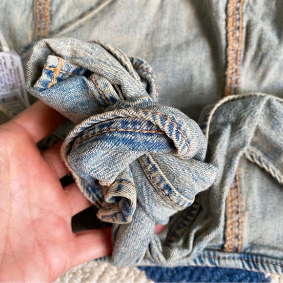 π ZARA DENIM ACID WASH HALTER STYLE BACK TIE CROP TOP! - Picture 10 of 15